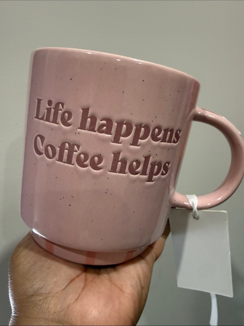 Brand new Pink 'Life Happens Coffee Helps' Ceramic Mug coffee tea gifts holiday